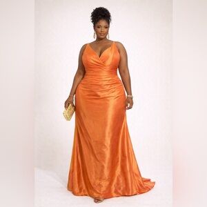 Size 26 orange full length formal gown